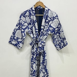 Kantha Quilted Jacket - Cotton Kimono Jacket For Women - Winter Warm Robe - Handmade women&#39;s jackets and coats