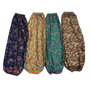 Wholesale Lot Of Indian Handmade Sari Silk Harem Pant, Boho Hippie Yoga Pant, Summer Beach Wear Silk Trouser, Unisex Comfy Harem Pant image 1