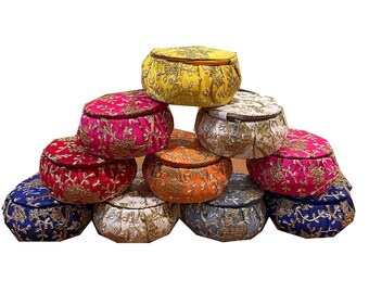 Wholesale Lot Of Indian Handmade Hand Embroidered Jewelry Box, Wedding Favor Dry Fruit Box Embroidered Matki Box Return Favor Gift For Guest