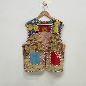 Veste indienne en coton faite main | Veste matelassée | Gilet Kantha coloré | Veste bohème | Veste courte femme | Vêtements hippies de festival