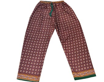 Pantalón palazzo de seda suave y cómodo, pantalón de pierna ancha estampado para mujer, palazzo de seda de verano, pantalón de yoga para dormir