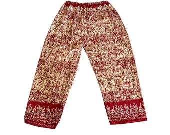 Hermosos pantalones de yoga de seda para mujeres, elegante pantalón palazzo de seda india, pantalón de pierna ancha de seda boho, pantalón palazzo de seda sari reciclado