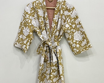 Zimowe kimono Kantha, bawełniana kurtka Kantha, kardigan damski, długi szlafrok, pikowana kurtka Kantha, szlafrok dla druhen, prezent dla niej
