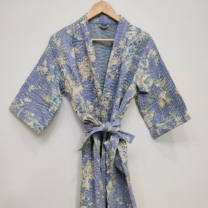 Winter Kantha Kimono Robe - Kantha Quilted Jacket For Women - Cotton Kimono Robe - Night Wear Kantha Jacket - Beach Cover Up Kimono