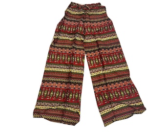 Trendy Indian Handmade Wide Leg  Pant, Printed Palazzo Pant For Women, Loose Fit Bohemian Pant, Elastic Waist Comfy Yoga Pant