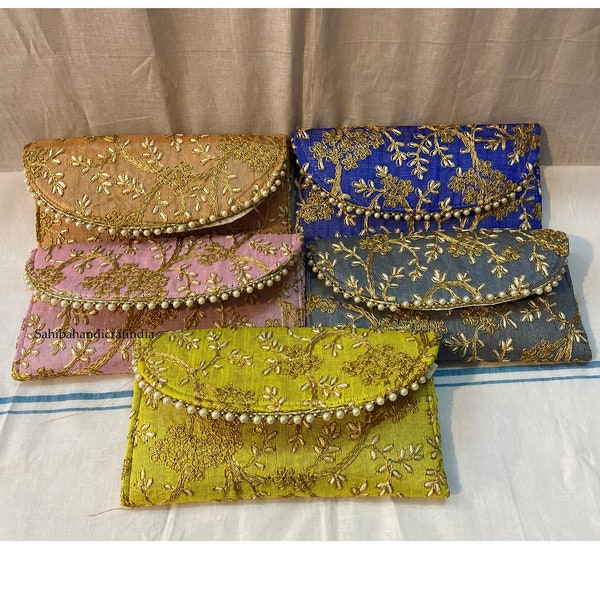 Wholesale Lot Of Mix Color Embroidered Clutch Bag, Wedding Party Clutch Bag, Wedding Favor, Return Gift, Bridesmaid Gift, Gift For Guests