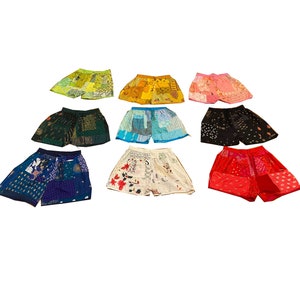 Unisex Patchwork Shorts With Pocket, Bohemian Comfy Summer Shorts, Colorful Beach Wear Shorts, Soft Night Wear Shorts, Patchwork Shorts