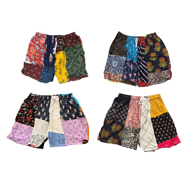 Unisex Shorts Patchwork Block Print Handmade Shorts Yoga Shorts Boho Hippie Shorts Boho Gypsy Ethnic Summer Beach Short Men's Women's Shorts