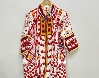 women suzani jacket, indian cotton embroidery jacket, long jacket and coat, suzani kimono robe, cotton quilted jacket, suzani coat