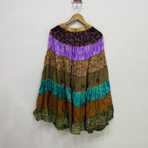 Patchwork Maxi Skirt, Handmade Long Skirt, Festival Skirt, Elastic Waist Skirt, Multicolor Skirt, Bohemian Dress, Gift For Her