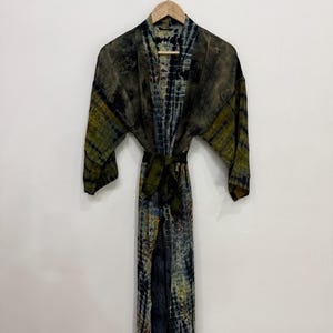 Kimono estivo in seta con stampa tie-dye - Giacca kimono da donna in seta - Copricostume leggero - Abbigliamento di lusso per resort - Cardigan lungo in seta