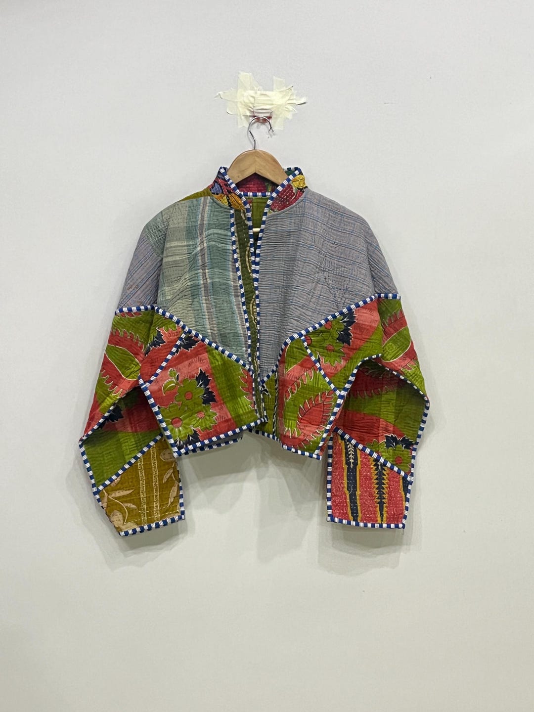 Reversible Kantha Quilted Jacket: Handmade Patchwork Cotton Boho Coat ...