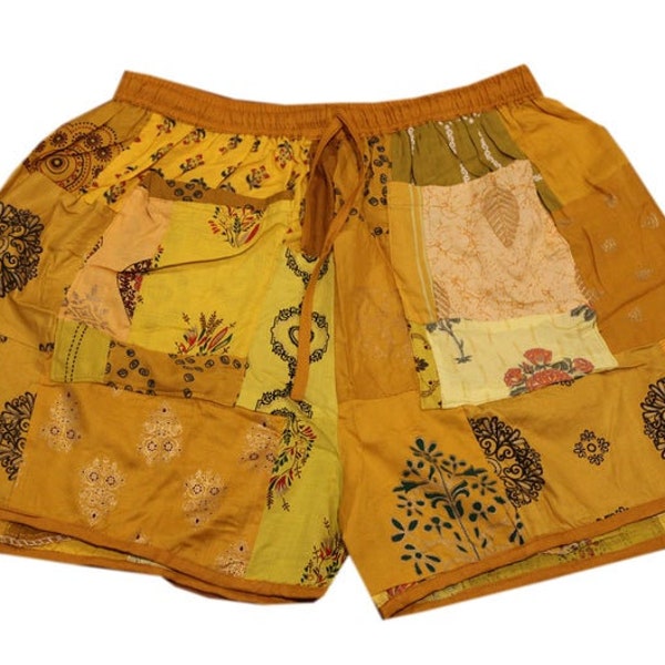 Indian Handmade Unisex Shorts Night Wear Short Rayon Short Handmade Patchwork Shorts Hippie Yoga Shorts Unisex Shorts