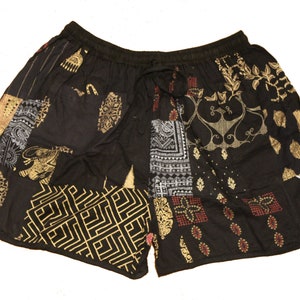 Short de yoga confortable pour dîner indien / Mini short en patchwork fait main / Short hippie unisexe / Short multicolore / Short de yoga / Short d'été