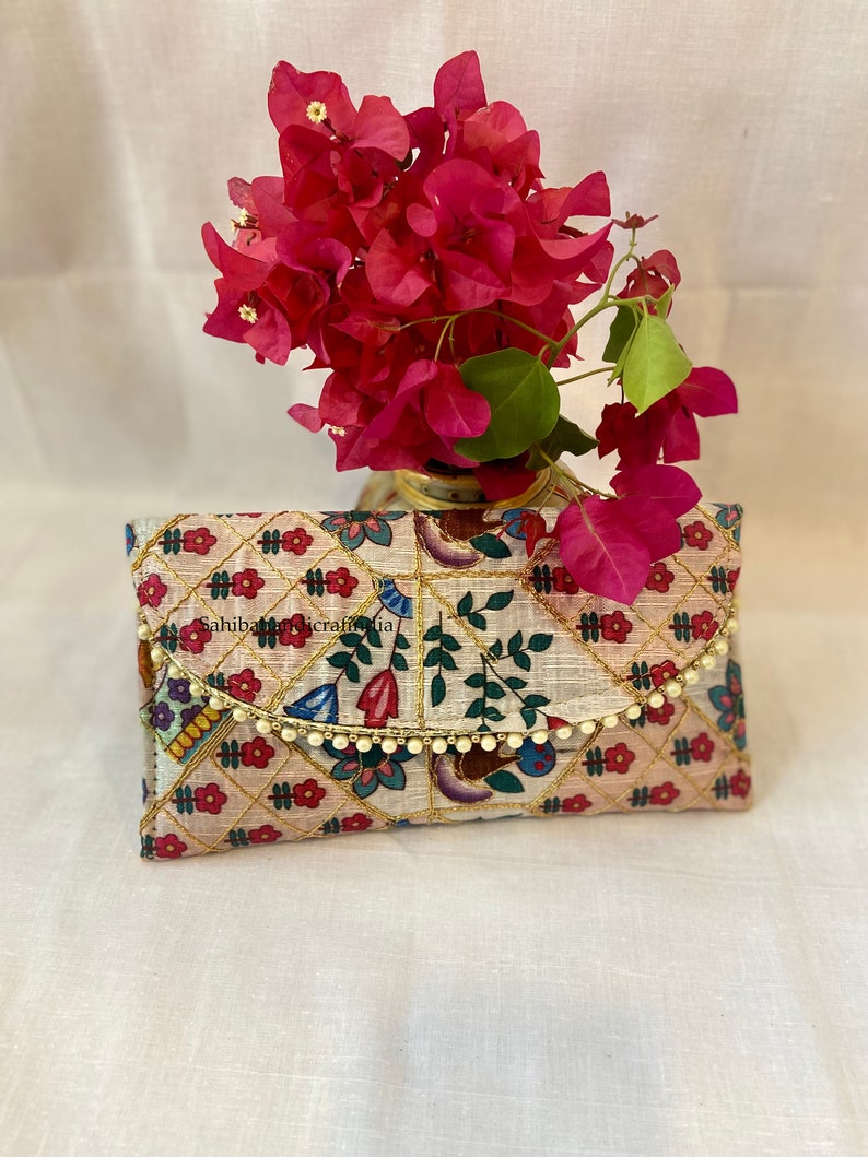 Elegant Women's Embroidered Clutch, Handmade Floral Evening Bag, Wholesale Lot Of Mix Color, Wedding Favor, Party Favor, Gift For Guests image 4