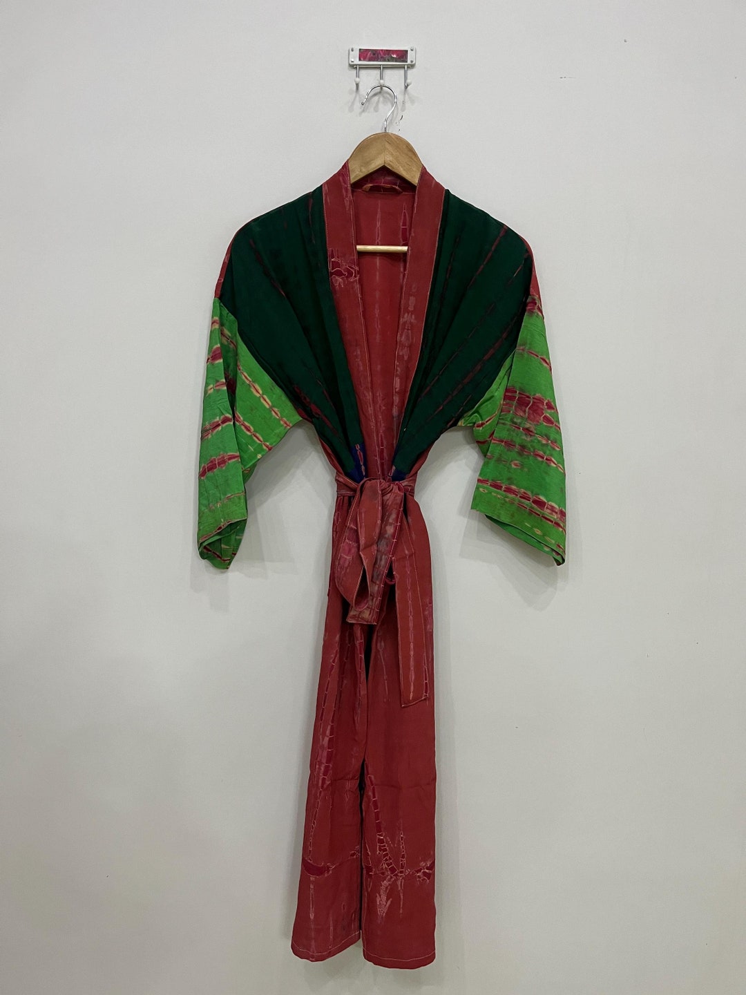 Silk Kimono Robe Patchwork Dressing Gown Bridal Bridesmaid Robe Boho ...
