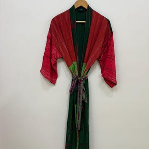 Handmade Tie Dye Silk Kimono Robe,  Bridal Robe, Silk Patchwork Robe, Festival Outfit, Long Sleeve Wedding Robe, Womens Clothing