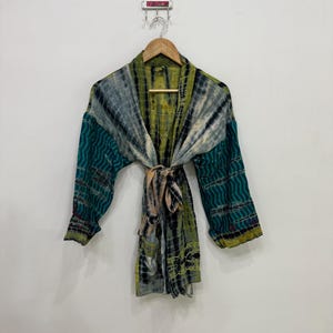 Tie Dye Silk Kimono Jacket, Womens Kimono, Short Boho Duster, Lightweight Crepe Silk Kimono, Beach Cover Up For Women, Gift For Her