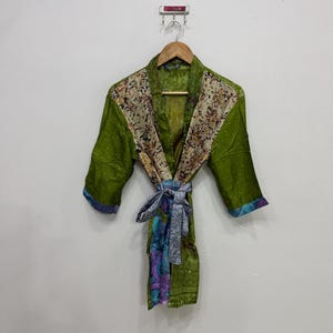 Short Kimono, Silk Kimono Robe, Boho Duster Jacket, Dressing Gown, Long Sleeve Wedding Robe, Adjustable Kimono, Bikini Cover Up