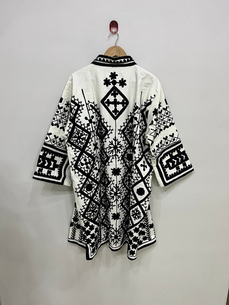 indian cotton embroidery jacket, suzani kimono robe, women suzani jacket, colorful embroidered suzani jacket, suzani coat cotton boho jacket zdjęcie 4