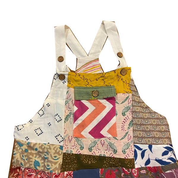 patchwork dungaree dress