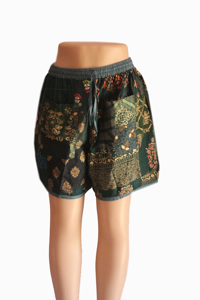 Boho Mixed Floral Patchwork Shorts Boho Shorts Men's Rayon Bohemian Patchwork Night Wear Shorts Unisex Yoga Shorts Bohemian Summer Shorts image 2