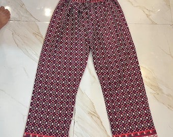 Handgemaakte zijden broek met wijde pijpen, recycleer Sari zijden broek, zachte en comfortabele palazzo broek, bedrukte broek met wijde pijpen, Boho yoga broek