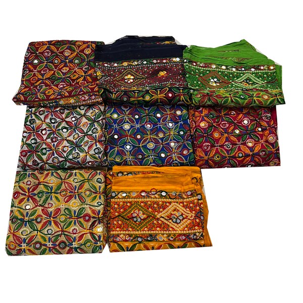 NEW ALL COLORS Women's Cotton Phulkari Dupatta, Heavy Embroidered Miror Work Scarve, Multicolor Phulkari Dupatta, Indian Wedding Favor