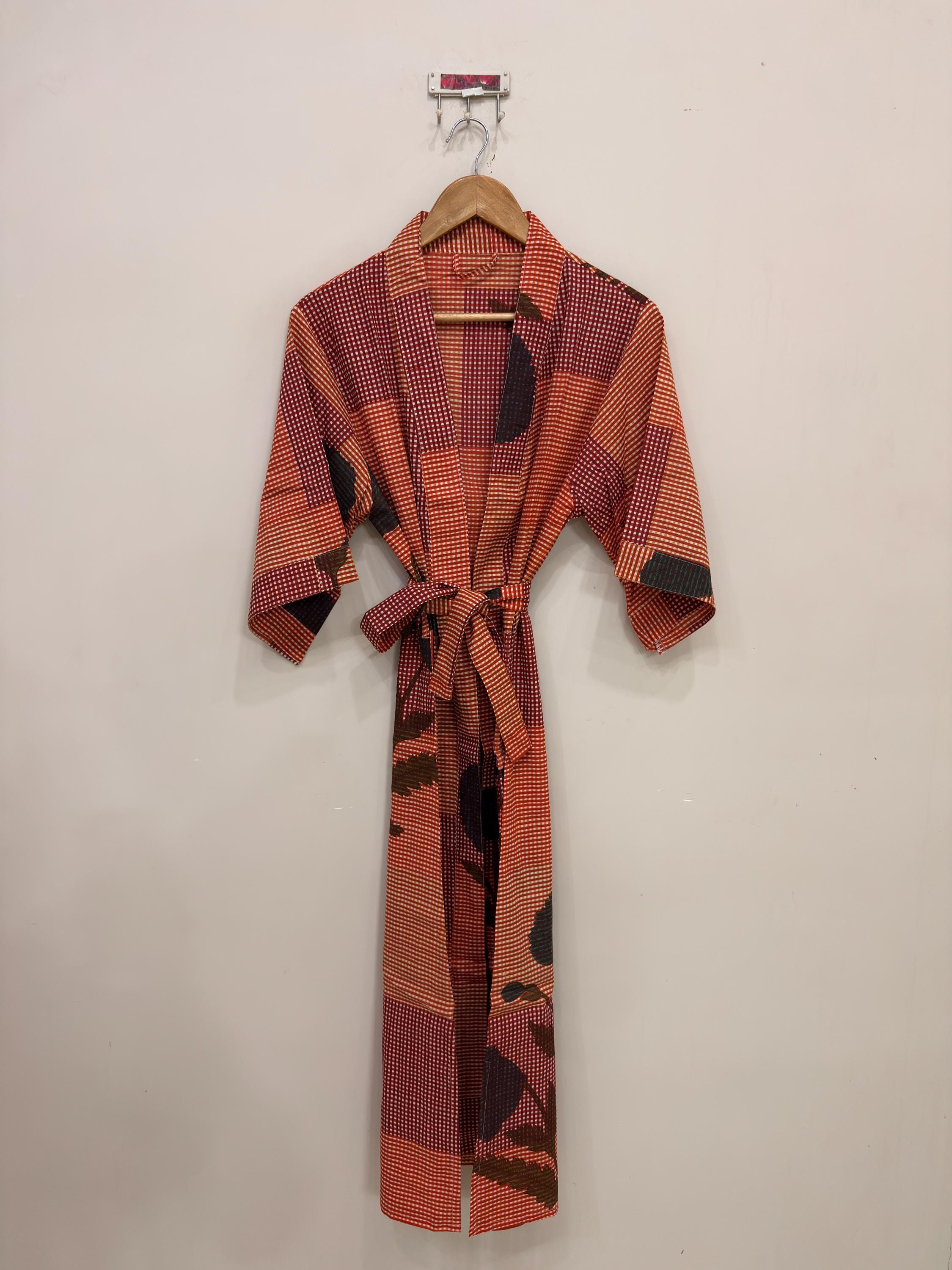 Handmade Cotton Kimono, Long Dressing Gown, Boho Robe, Bridesmaid Robe, Lounge Wear, Beach Cover Up For Women, Wedding Robe, Gift For Her