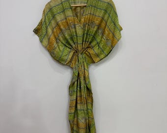 Zijden kaftan, maxi-jurk, zijden loungewear, kamerjas, zomerjurk, lange kaftan, grote maten kaftan, strandkleed