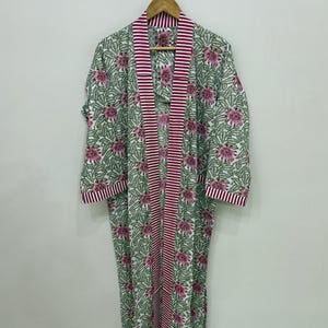 Handmade Cotton Kimono, Beach Cover Up For Women, Lightweight Summer Kimono, Lounge Wear, Nightwear Kimono, Floral Kimono, Casual Wear