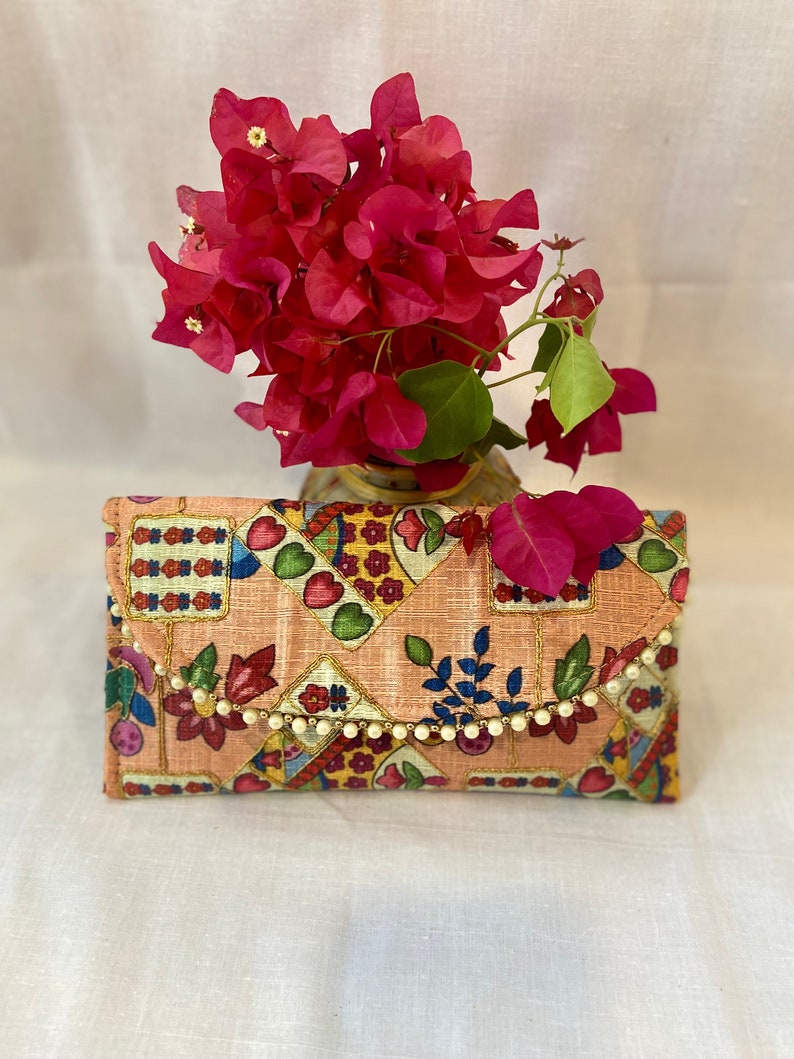 Elegant Women's Embroidered Clutch, Handmade Floral Evening Bag, Wholesale Lot Of Mix Color, Wedding Favor, Party Favor, Gift For Guests image 6