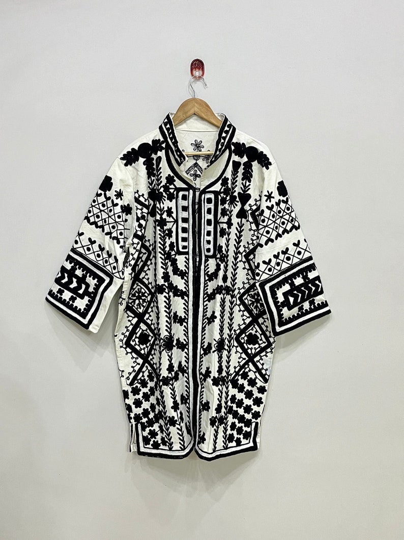 Long Suzani Jacket - Winter Warmed Coat For Women - Cotton Suzani Coat Jacket - Handmade Embroidered Coat - Women Suzani Jacket
