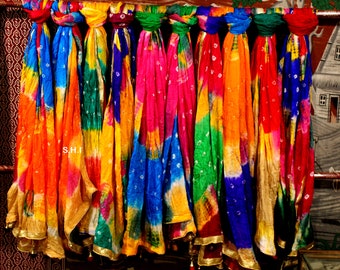 Whole Sale Lot Of 5 To 100 Pcs Silk Traditional Bandhani Tie and Dye Dupatta, Silk Bandhani Bandhej Heavy Dupatta Scarves, Gift For Guests