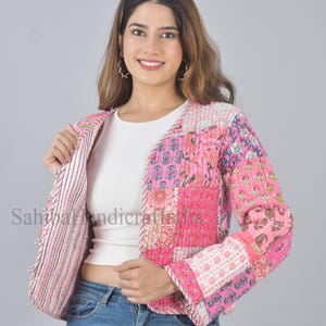 Patchwork Omkeerbaar Dames Jas Handgemaakte Dames Bovenkleding Katoenen Gewatteerde Jas Dagelijkse Vrouwen Winterjas Bothside Wear Vrouwen Jas afbeelding 5