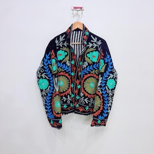 Suzani Embroidery Jacket, Velvet Suzani Coat, Bohemian Jacket, Hippie Short Jacket, Floral Embroidered Jacket, Festival Outfit, Gift For Her