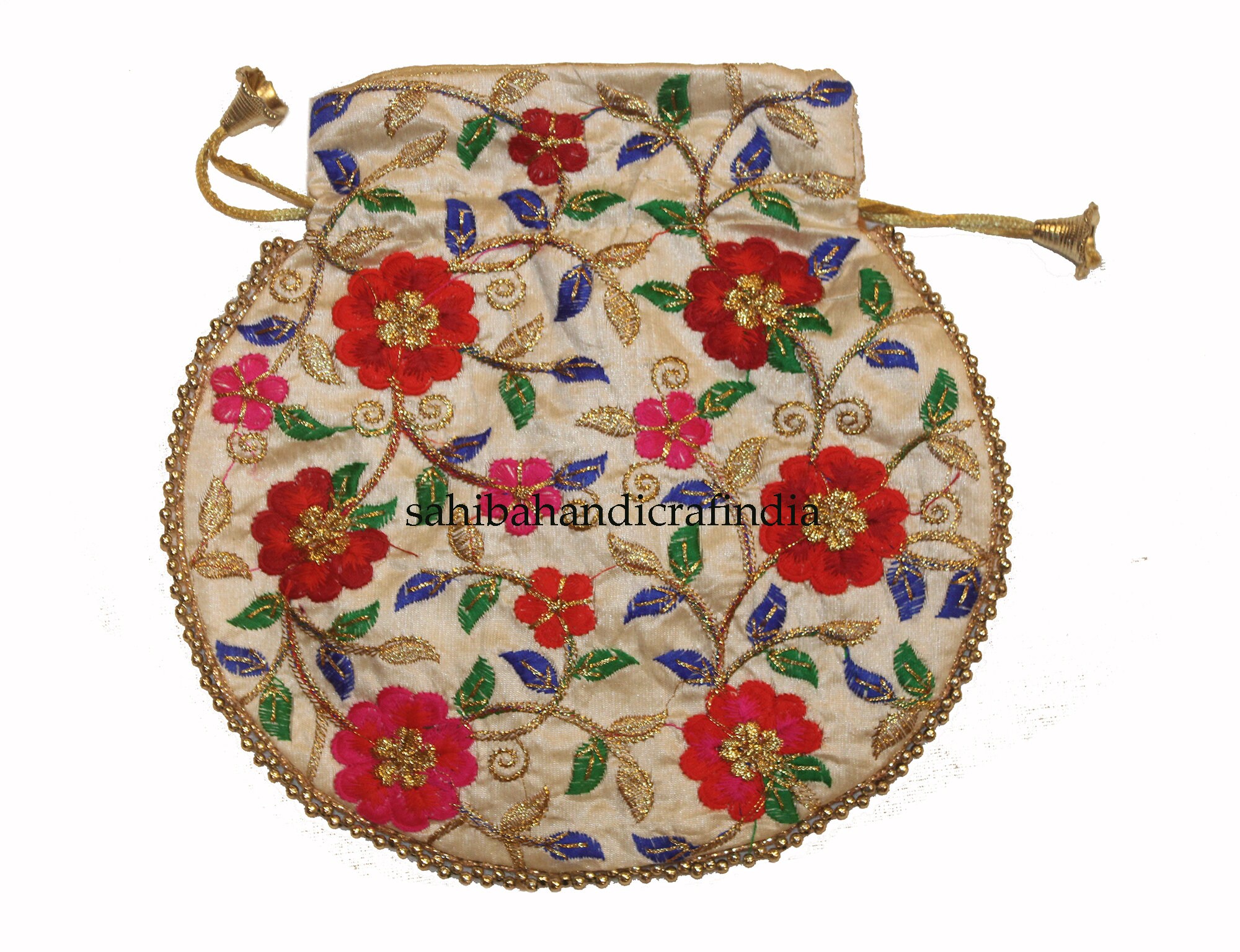 Indian Handmade Potli Bag Multi Color Thread Embroidered Potli Etsy