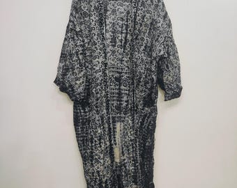 Handmade Silk Tie Dye Kimono, Boho Lounge Duster