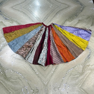 Kantha Quilted Skirt, Colorful Multi Layer Patchwork Skirt, Boho Silk Maxi Skirt, Festival Skirt, Big Flared Dancing Skirt, Hippie Skirt