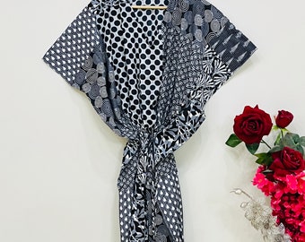Maxikleid aus Baumwolle, Kaftan, Loungekleid
