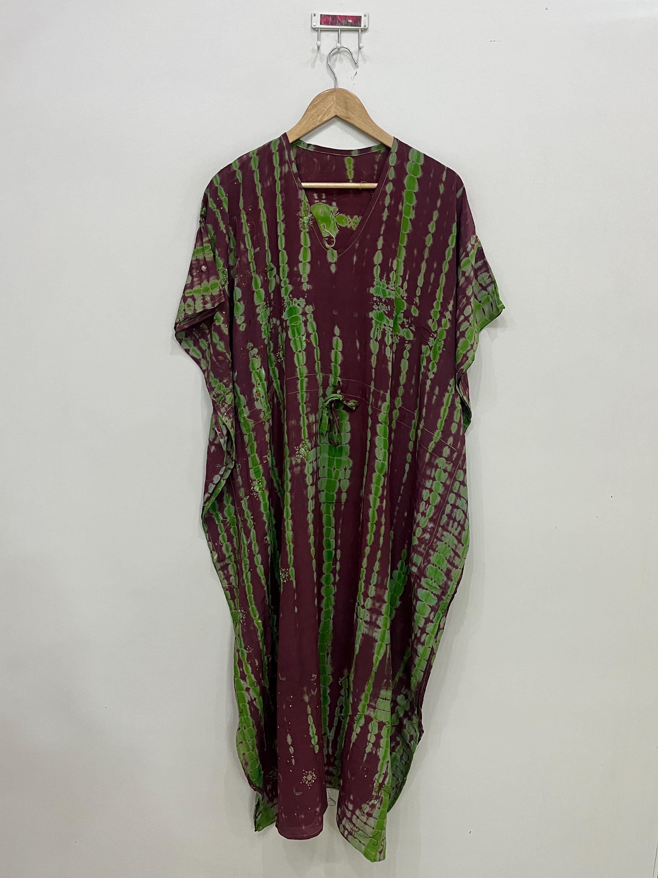 Women Silk Dressing Gown - Tie Dye Long Kaftan For Women - Recyle Silk Caftan - Beach Cover Up - Luxury Resort Wear Dress - Boho Maxi Dress