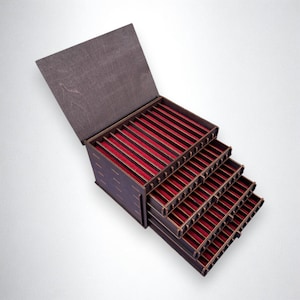 Étui de rangement en bois pour stylo-plume - Présentoir à stylos à plusieurs niveaux pour collectionneur, compartiments personnalisables, options de couleur et de couvercle