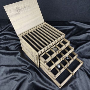 5 Tier Collection Box with Personalized Drawers, Pen, Coin, Crystal, Fossil, Mineral, Button, Sharktooth, Stone, Pocket Knife Storage Case