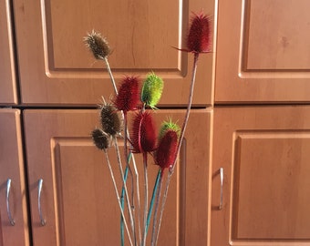 Coloured Teasel Stalks/Dried Teasel Stems/Potpourri/Home Decor/Floral Arrangement Decor/Teasel Bouquet/Ikebana/Floral Decor/Floristic Decor