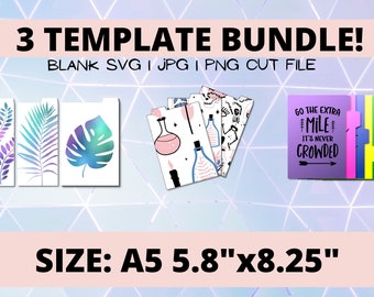 Bundle - Planner Divider Template Cut File SVG, PNG, JPG - fits A5 Size Planner 5.8"X8.25"