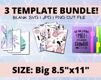 Bundle - Planner Divider Template Cut File SVG, PNG, JPG - fits Big/Letter Size Planner 8.5"x11"