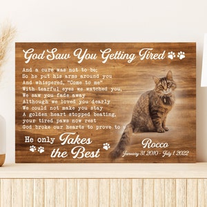 Custom Cat Memorial Gift with Memorial Quote or Poem, Pet Loss Gifts Cat Loss Gift, Cat Sympathy Gift, Remember Your Pet Remembrance Gift