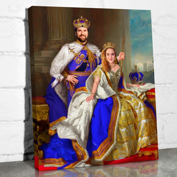 Royal Portrait, Custom Couples Portrait from Photo, Personalized Couple Painting, Gifts for Dad & Mom, King Queen Royal Renaissance Portrait