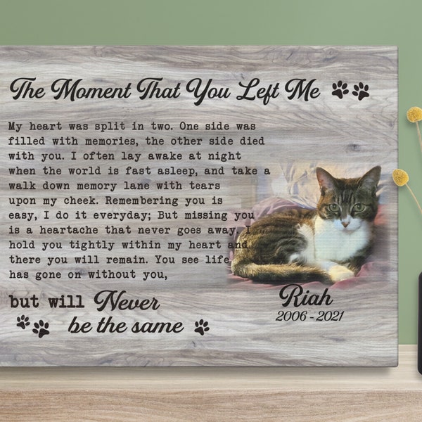 Custom Cat Memorial Gift w/ Photo & Poem, Pet Loss Gifts, Deceased Pet Memorial Gift, Cat Sympathy Gift, Cat Remembrance Gift, Cat Loss Gift