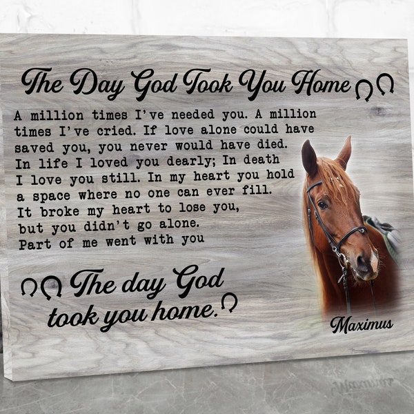 Horse Memorial Gift w/ Photo and Poem, Custom Pet Memorial Canvas Poster or Printable Art, Horse Loss Gift for Horse Owner, Pet Loss Gifts